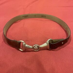 Iceberg Vintage Brown Leather Belt with Silver Accents